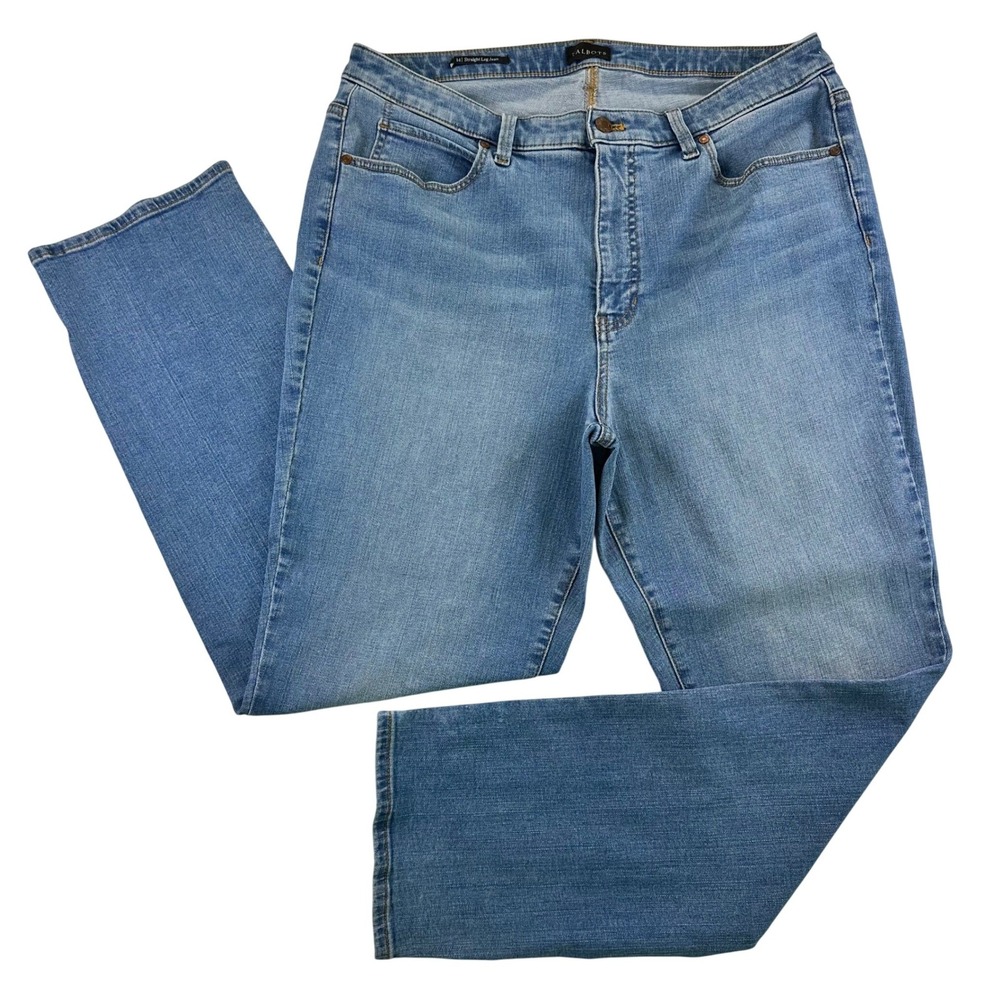 Talbots Womens Size 14 Straight Leg Jeans Medium Wash Stretch Denim Blue